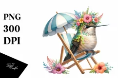 Young Hummingbird Beach Chair Wreath | Sublimation | Clipart Product Image 1
