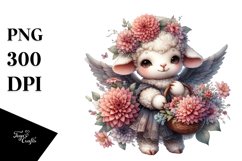 Gothic Baby Lamb with Flowers | Sublimation Clipart Product Image 3