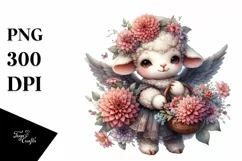 Gothic Baby Lamb with Flowers | Sublimation Clipart Product Image 3