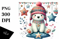 Boho Polar Bear on Star, Transparent PNG Product Image 1