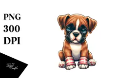 Cute Boxer Sitting in Sand | Sublimation Clipart Product Image 1