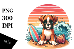 Cute Boxer Sitting in Sand | Sublimation Clipart Product Image 1