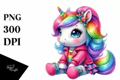 cute Baby Unicorn Sitting PNG Product Image 1