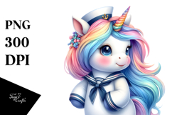 Baby Unicorn in Sailor Uniform PNG Product Image 1