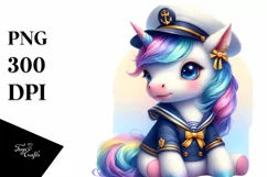Colorful Unicorn in Sailor's Uniform PNG Product Image 1