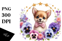 Smiling Pansy Babydog on a Star | Sublimation Clipart Product Image 1