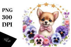Smiling Pansy Babydog on a Star | Sublimation Clipart Product Image 1