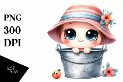 Smiling Baby in Bucket | Sublimation Clipart Product Image 1