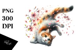 Cat Tumbling with Spring Petals | Sublimation | Clipart Product Image 3