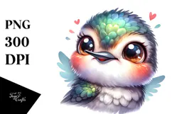 Cute Baby Hummingbird with Goofy Smile, Transparent PNG Product Image 1