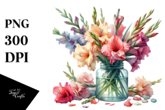 Gladiolus Jar White Background | Sublimation Clipart Product Image 1