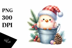 Cute Chicken with Santa Hat PNG Product Image 1