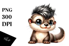 Cute Baby Otter with Cool Haircut, High-Resolution PNG Product Image 1