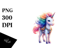 Baby Unicorn in Desert Scene, Watercolor PNG Product Image 1