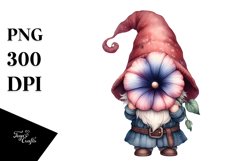 Cute Gnome with Morning Glory Floral PNG Product Image 1