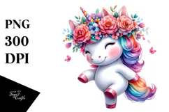 Cute Baby Unicorn Dancing, PNG Product Image 1