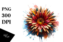 Abstract Wooden Stained Gerbera PNG Product Image 1