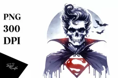 Simple Superhero Vampire Skull Halloween PNG Product Image 3