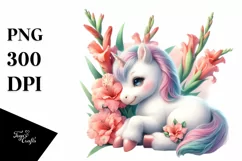 Colorful Gladiolus Baby Unicorn | Clipart Product Image 3