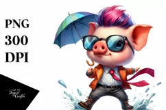 Cute Baby Pig Dancing PNG Product Image 1
