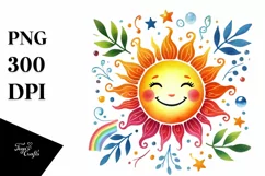 Very Simple Colorful Smiling Sun PNG Product Image 1