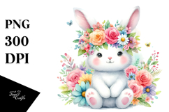 Pastel Flowers Bunny | Sublimation Clipart Product Image 1