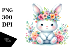 Pastel Flowers Bunny | Sublimation Clipart Product Image 1