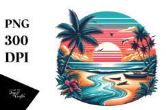 Tropical Beach Sunset Tshirt | Clipart Product Image 1