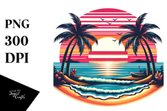 Tropical Beach Sunset Tshirt | Clipart Product Image 1