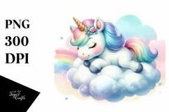 Colorful Baby Unicorn PNG Product Image 1