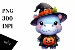 Funny Watercolor Cute Haloween Hippo Suit Product Image 1