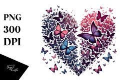 Butterfly Silhouette Heart Digital Painting PNG Product Image 1