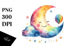 Simple Colorful Smiling Half Moon Moon PNG Product Image 1