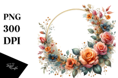 Orange Roses Floral Frame White Background | Sublimation Product Image 1