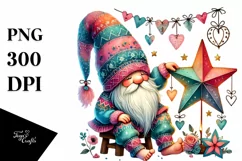 Whimsical Gnome on Star, High-Res PNG Product Image 1