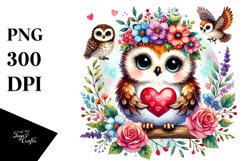 Baby Owl with Heart, Digital Painting Product Image 1