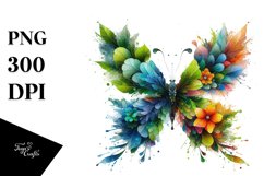 Abstract Vibrant Butterfly with Flowers PNG Product Image 3