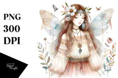 Washed Watercolor Boho Fairy, High-Res PNG Product Image 1