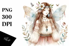 Washed Watercolor Boho Fairy, High-Res PNG Product Image 3