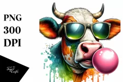 Colorful Artistic Cow Sticker | Sublimation | Clipart Product Image 3