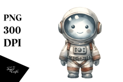 Washed Watercolor Vintage Astronaut Boy | Clipart Product Image 1