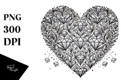 Lineart Diamond Heart, PNG Product Image 1