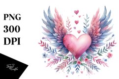 Winged Heart Watercolor, High-Res PNG Product Image 1