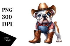 Bulldog Cowboy Boots Summer Sticker Clipart Product Image 1