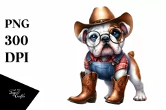 Bulldog Cowboy Boots Summer Sticker Clipart Product Image 1