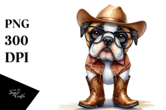 Bulldog Cowboy Boots Summer Sticker Clipart Product Image 1