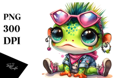 Energetic Punk Baby Frog PNG Product Image 1