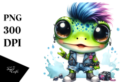 Energetic Punk Baby Frog PNG Product Image 1