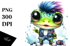 Energetic Punk Baby Frog PNG Product Image 1