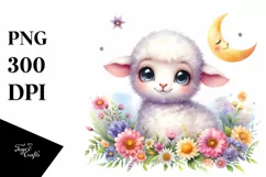 Cute Colorful Dall Sheep Moon Flowers | Sublimation | Product Image 1